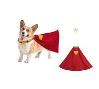 Dog Costume Cape Cosplay Set - Red Satin Hero Cloak with Soft Adjustable Collar and Tag for Small Dogs Halloween Birthday Party Dress Up Photography Events (Large)