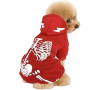 Dog Costume Halloween Scary Skeleton Skull Pet Outfit Washable with Glow in The Dark Dog Hoodie Jumpsuit Funny Breathable Spooky Puppy Clothes for Small Medium and Big Dog,Cat(Size:S,Color:Red)