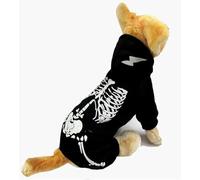 Dog Costume Halloween Scary Skeleton Skull Pet Outfit Washable with Glow in The Dark Dog Hoodie Jumpsuit Funny Breathable Spooky Puppy Clothes for Small Medium and Big Dog,Cat(Size:S,Color:Black)