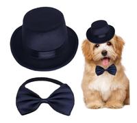 Dog Costume Set Formal Dog Accessories with Top Hat & Bowtie/Necktie Black Hat Set for Birthday Party Wedding TakingPhoto Halloween