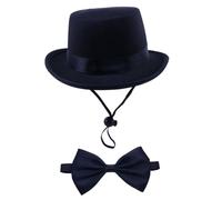 Dog Costume Set, Formal Dog Accessories with Top Hat & Bowtie/Necktie, Black Hat Set for Birthday Party Wedding Taking-Photo Halloween Bowtie Tuxedo Costume