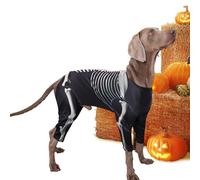 Dog Costume - Small Puppy Skeleton Jumpsuit, Glowing Skull Outfit, Funny Cosplay Apparel, Comfortable 4-Legged Sweatshirt, Pet Halloween Clothes for Chihuahua Yorkie Doggy Holiday Party