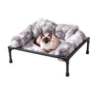 Dog Cot Bed Pet Sofa Couch with Metal Frame Supportive Edge | Raised Outdoor Dog Bed for Winter Cold Weather Outdoor Indoor Patio Porch Backyard Home Resting Napping Sleeping Relaxation C