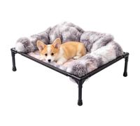 Dog Cot Breathable Pet Bed Sofa Couch with Metal Frame | Elevated Pet Bed for Winter Cold Weather Outdoor Indoor Patio Porch Backyard Home Resting Napping Sleeping Relaxation C