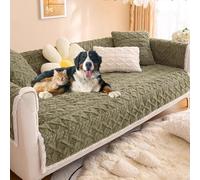Dog Couch Cover Sofa Protector Washable, Non Slip Pet Mat Couch Cover For Dogs, Soft Fuzzy Pet Bed Couch Cover, Geometric Pattern Sectional Sofa Cover, S(Size:45x45cm/17.7x17.7"Pillowcase,Color:Green)