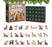 Dog Countdown 2D Flat Acrylic Medieval Theme 24 Days Pendant | Christmas Countdown Calendar for Holiday Winter New Year Tree Decor