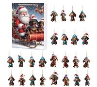 Dog Countdown Calendar - 24 Day Advent Ornaments, Cute Dachshund Figure Toys, 2D Holiday Decor Set, Reusable Festive Christmas Display, Colorful Fun Pet Inspired Decorations | Family Kids Teens Adults