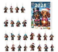 Dog Countdown Calendar - 24 Day Advent Ornaments, Cute Dachshund Figure Toys, 2D Holiday Decor Set, Reusable Festive Christmas Display, Colorful Fun Pet Inspired Decorations | Family Kids Teens Adults