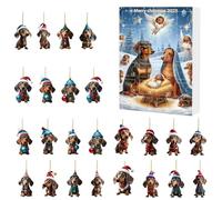 Dog Countdown Calendar - 24 Days Christmas Dachshund Countdown Calendar - 2D Cute Pendant, for Holidays December Fireplace Children Party Entrance Bedroom Teenager Shops