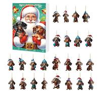 Dog Countdown Calendar - Christmas Advent Ornaments Dachshund Figurines Toys | 2D Indoor Decoration, for Adults Teens December Trees Fireplace Party Door Window