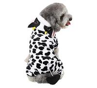 Dog Cow Costume - Funny Halloween Dog Farm Animal Costume Cow Cosplay Outfits, Winter Warm Milk Pajamas for Small Medium Dogs, Adorable 4 Legs Velvet Farm Costumes Hoodie Coat Pajama, X-Large