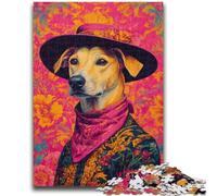 Dog Cowgirl Art Puzzles for Adults 1000 Pieces,Staycation Kill Time Every Piece Is Unique - Challenging Family Fun Game (50x75cm)