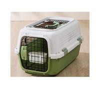 Dog Crate Air Box Cat Cage Checked Pet Breathable Travel Large Capacity Dog portable Car Space Capsule(Green)