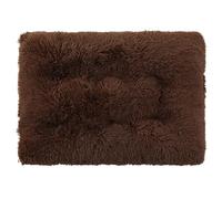 Dog Crate Bed, Fluffy Dog Crate Mattress Washable, Calming Fluffy Anti Anxiety Dog Beds, Deluxe Plush Dog Mat with Anti-Slip Bottom for Large Medium Small Dogs,coffee,S