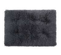 Dog Crate Bed, Fluffy Dog Crate Mattress Washable, Calming Fluffy Anti Anxiety Dog Beds, Deluxe Plush Dog Mat with Anti-Slip Bottom for Large Medium Small Dogs,dark gray,S
