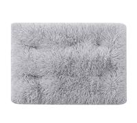 Dog Crate Bed, Fluffy Dog Crate Mattress Washable, Calming Fluffy Anti Anxiety Dog Beds, Deluxe Plush Dog Mat with Anti-Slip Bottom for Large Medium Small Dogs,light gray,L