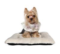 Dog Crate Bed Washable Dog Beds for XX-Small Dogs Deluxe Thick Flannel Fluffy Comfy Kennel Pad Anti-Slip & Anti-Scratch Pet Sleeping Mat, 18 x 12 Inch, Beige