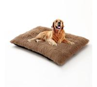 Dog Crate Bed Washable Large, Calming Pet Crate Mattress with Removable Cover, Long Plush Anti Anxiety Mat, Non-Slip Dog Pillow Cushion, Fluffy Pet Beds (120x90x10cm,Khaki)