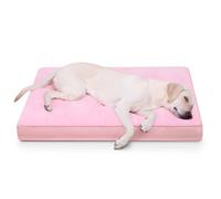 Dog Crate Bed Waterproof Deluxe Plush Dog Beds with Removable Washable Cover Anti-Slip Bottom Pet Sleeping Mattress for Large, Medium, Jumbo, Small Dogs, 41 x 27 inch, Pink