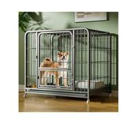 Dog Crate Black/White Dog Crate for Indoor Small and Medium Dogs with Litter Pan Ruggedized Home Kennel(Black)