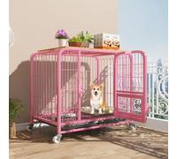 Dog Crate Cage Kennel sog crate dog craye dig Pet with Wheels Prevent Escape Lock Tray Easy to install for Puppy Small Medium Dogs Thickened steel