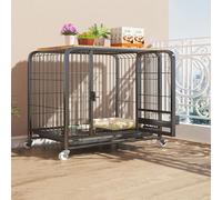 Dog Crate Cage Kennel sog crate dog craye dig Pet with Wheels Prevent Escape Lock Tray Easy to install for Puppy Small Medium Dogs Thickened steel(Black,78x55x70cm)