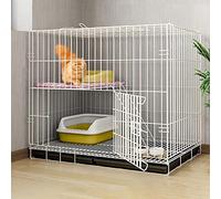 Dog Crate Cat cage Foldable Metal with Tray, Indoor Pet Cage playpen with base,7-14 days fast arrival and complete set of accessories and cat items (Size : 83x58x69CM)