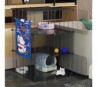 dog crate, Cat Enclosure, Wire dog cage, DIY cat playpen with litter box and cat hammock, detachable and foldable, easy to assemble(75 * 75 * 109cm/29 * 29 * 43in(black))