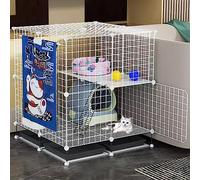 Dog crate, Cat Enclosure, Wire dog cage, DIY cat playpen with litter box and hammock, detachable and foldable, easy to assemble(75 * 75 * 84cm/29 * 29 * 33in)