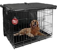 Dog Crate Cover 48 inch XL Dog Kennel Outside Cover, Big Dog Cage for Large Dogs Wire with1 2 3 Doors, Waterproof 600D Oxford Fabric Indoor/Outdoor Black（Dog Crate NOT Included）