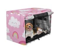 Dog Crate Cover Kennel Cover Rollers Shades Cartoon Cute White Clouds Rainbow