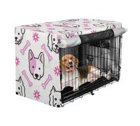 Dog Crate Cover Pet Kennel Cover Roller Shades Cartoon Dog Heads and Bone Simple Line