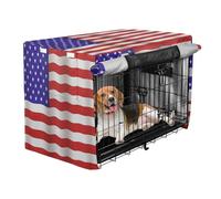Dog Crate Cover Pet Kennel Cover with Roller Shades Vintage Tea Stained American Flag