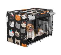 Dog Crate Cover Pets Kennel Covers Roller Shades Artoon Cat Faces Pattern