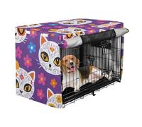 Dog Crate Cover Privacy Wire Cage Cover Rollers Shades Mexican Day of The Dead Cats