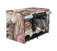 Dog Crate Cover Privacy Wire Cage Cover with Roller Shades Cartoon Cute White Unicorns