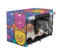 Dog Crate Cover Puppy Wire Cage Covers Dog Crate Curtains Kawaii-Style Cat Faces
