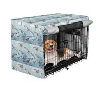 Dog Crate Cover Waterproof Windproof Fabric for Indoor Household Daily use Watercolor Blue Grey Whale Ocean Art Print S