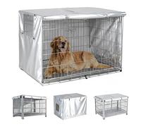 Dog Crate Cover with Roller Shades - Heavy Duty 600D Oxford Fabric, Soundproof and Weatherproof Design for All Sides, Protect Your Pet's Space