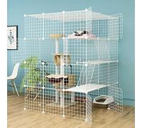 Dog crate, DIY Cat Outdoor Enclosure Cage Playpen Accessories Dog Cages Easy to Clean - Large Exercise Place Ideal for 1-4 Cats)(111x111x146cm)