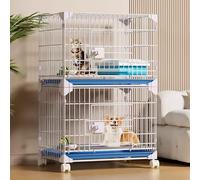 Dog Crate Dog Cage Medium Pet Cage Made of Metal Snap-on Assembly Pull-out Tray and Casters Lockable Door Combinable with Two Units for Small And Medium Dogs(52 * 36 * 98cm)