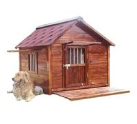 Dog Crate Dog House Drop Cages for Dogs Made of Solid Wood Extended Eaves Weatherproof with Window and Lockable Door Retractable Floor Extra-large Pet House(100 * 120 * 113cm)