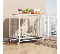 Dog Crate Dog Kennel Pet Crate Dog Cage Portable Dog Crate With Wheels Prevent Escape Lock Tray Easy To Install For Puppy Small Medium Dogs Thickened Steel