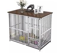 Dog Crate End Table, Anti-Escape Dog Crate Double Door Heavy-Duty Kennel Cage With Stainless Steel Construction And Removable Tray - Easy Assembly For High Anxiety Pets,Double door110cm