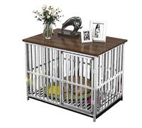 Dog Crate End Table, Anti-Escape Dog Crate Double Door Heavy-Duty Kennel Cage With Stainless Steel Construction And Removable Tray - Easy Assembly For High Anxiety Pets,Single door96cm