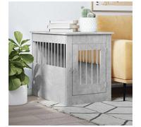 Dog Crate End Table Concrete Grey 55x80x68 cm Engineered Wood & Steel Lockable.