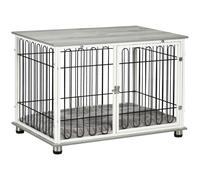 Dog Crate End Table Grey 90x58x62.5cm Steel Wires & Particleboard with Cushioned