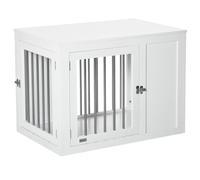 Dog Crate End Table MDF White 67H x 91.8L x 58.5Wcm for Medium Dogs with 2 Doors