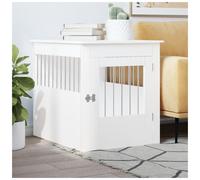 Dog Crate End Table White Engineered Wood & Steel 64.5x80x71 cm Lockable Airflow