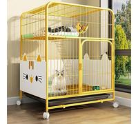 Dog crate, For 1-2 Cats, Ferret, Chinchilla, Rabbit, Small Animals, Kitty, Squirrel, RV Travel, Camping(Yellow,Large)